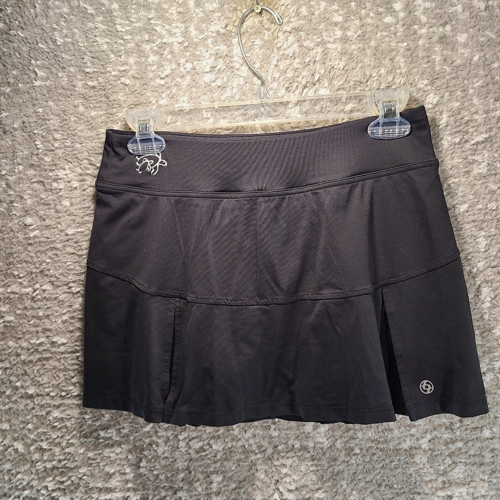 Lija Womens Black Athletic Tennis Golf Skort Pleated Back S Preppy Sporty